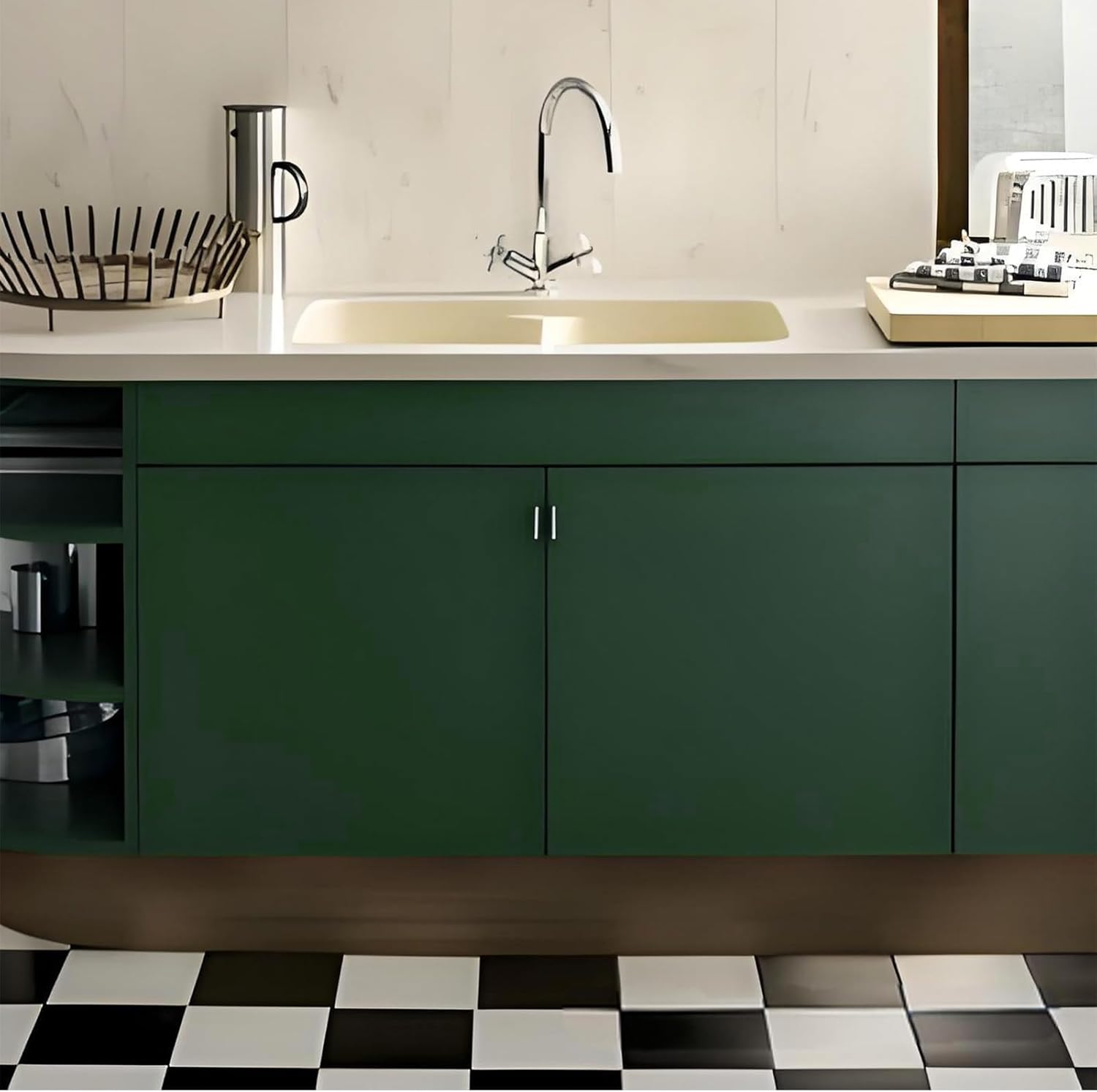 Green Contact Paper 30" x 160" Cabinet Wallpaper Decorative Peel and Stick Removable Wallpaper Self Adhesive Contact Paper Modern for Desk Table Countertops Cabinets Dressers