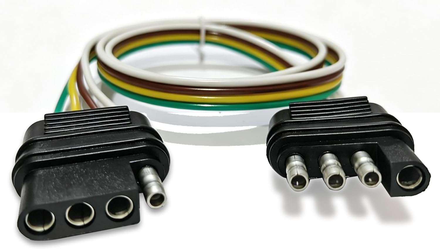 4 Pin Trailer Connector, 26 Inch 18AWG 4-Way Flat Trailer Wire Extension with Male & Female Plug, for Pickup SUV and All Types of Tow Vehicle Hitch Lights, 1 Pack