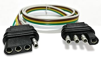 4 Pin Trailer Connector, 26 Inch 18AWG 4-Way Flat Trailer Wire Extension with Male & Female Plug, for Pickup SUV and All Types of Tow Vehicle Hitch Lights, 1 Pack