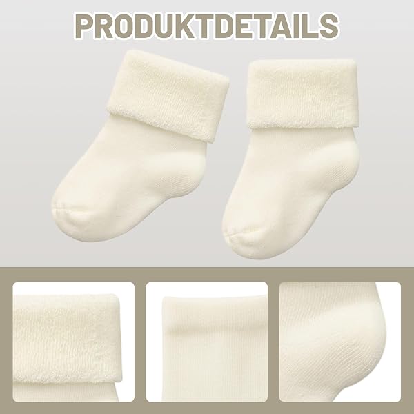 6 Paar Babysocken 0-6 Monate, Erstlingssocken für Neugeborene, Socken Baby 0-6 Monate, Weiche Socken für Täglich, Outdoor Aktivitäten und Taufen, Socken Baby 0-3 Monate, Weiße Socken Größe S 0-12 Mona - 3