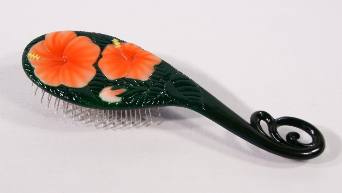 Handpainted Red Lily Flower Hair Brush Beauty & Personal