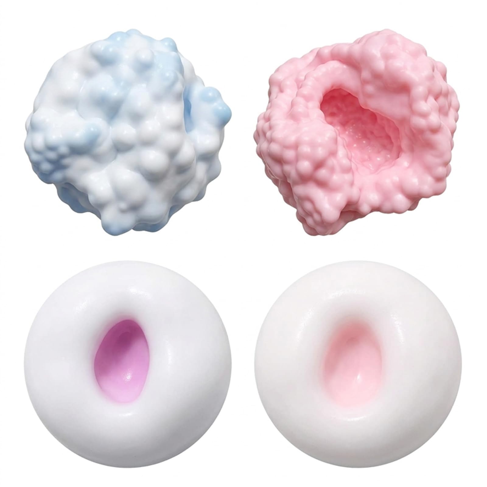 PRVCFZ 4-Piece Crunchy Squishy, Crunchy Stress Ball Desktop Decor Set, Ideal for Focus Enhancemen in Office and Study Environments, Available in Purple, Pink and Blue Pearl Colour Options