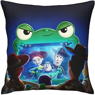 Toy Story Cartoon Pattern Decorative Pillows, Cute Unique Cartoon Print Throw Pillows, Soft Square Cushion 18x18 Inch fo