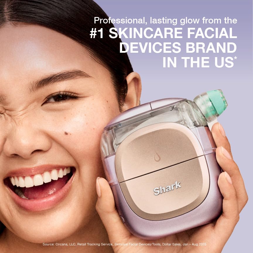 Miniatura 9 de Shark FacialPro Glow at Home Sistema facial hidroalimentado con terapia de calor y frío DePuffi, dispositivo profesional de cuidado de la piel de