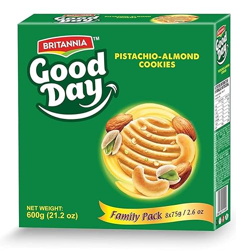 BRITANNIA Good Day - Paquete familiar de galletas de pistachoalmendra 212 onzas 2116oz aperitivos para el desayuno y el té deliciosas galletas de