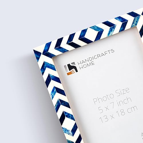 Miniatura 4 de Handicrafts Home Marco de fotos de mosaico chevron  Marco de fotos hecho a mano con incrustaciones de hueso de 4 por 6 para decoración de mesa y