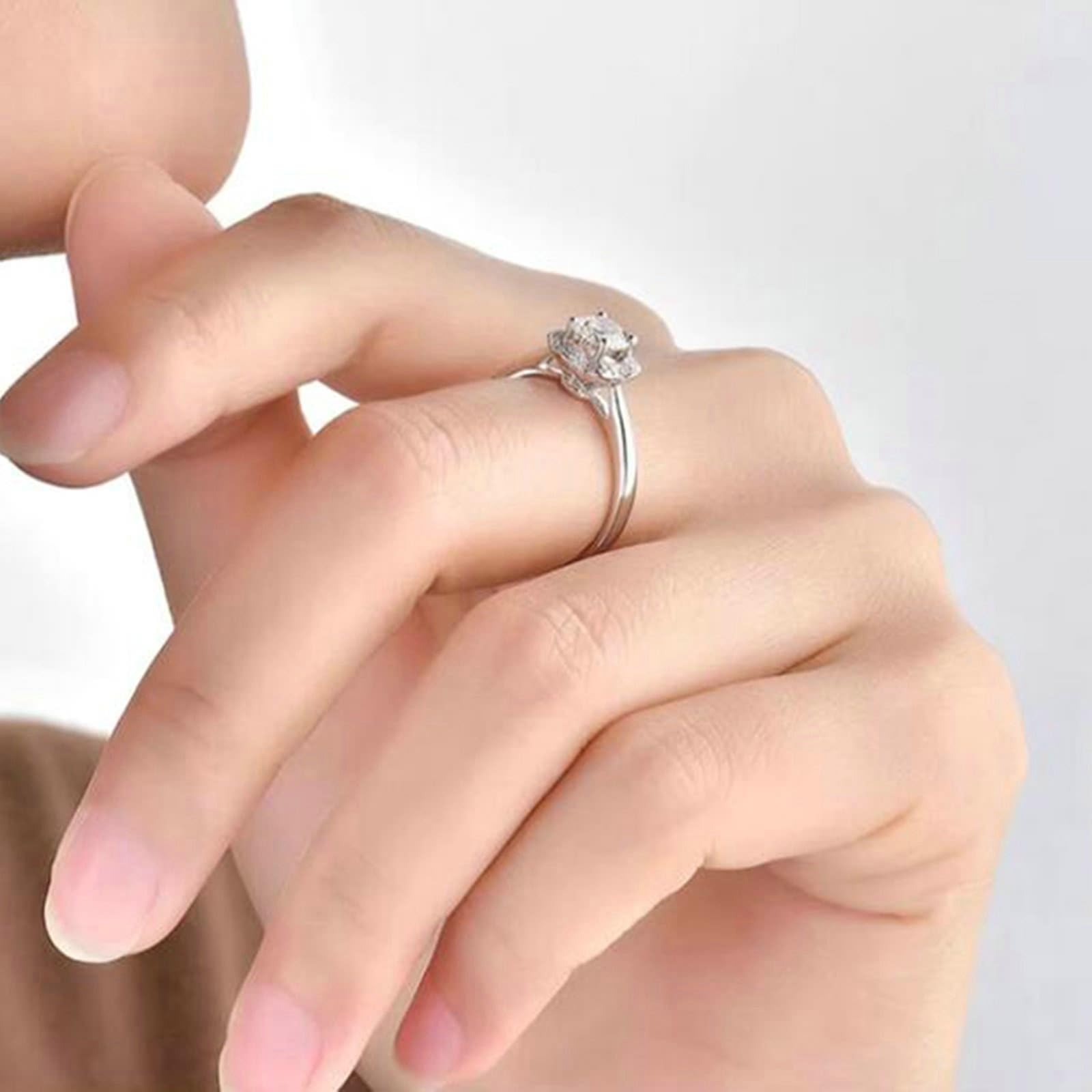 KnSam Pierścionek zaręczynowy 9K/14K/18K białe złoto/platyna, prawdziwe złoto, laboratoryjnie stworzony diament pierścionki przyjaźni, kwiaty, szlif okrągły, biały, pierścionek złoty Au750/ 585/375