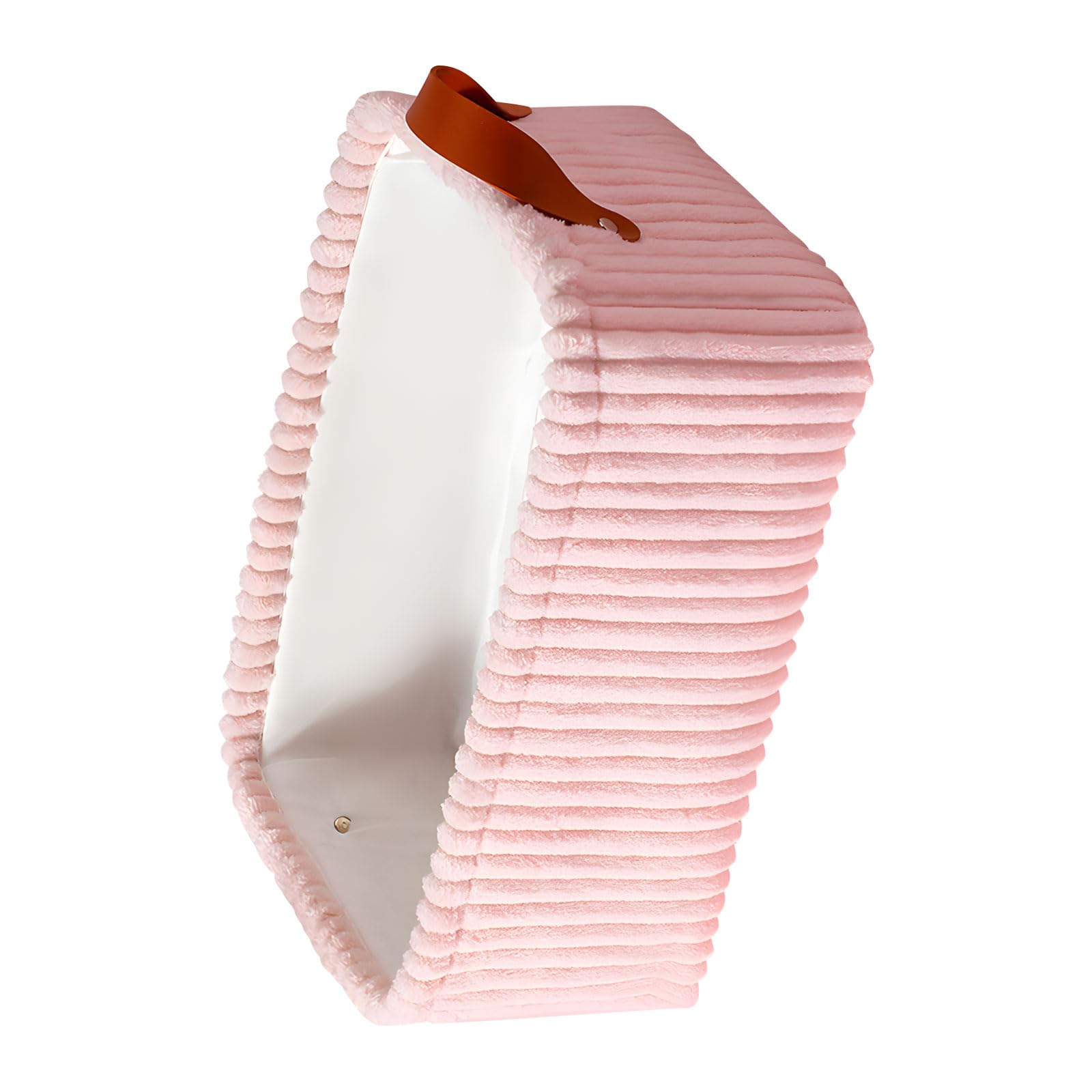 Nucelit Flannel Fabric Storage Box for Clothes and Blankets Large Foldable Laundry Basket with Leather Handle Fabric Storage Bin