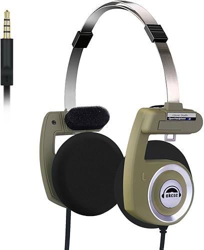 Miniatura 12 de okcsc Auriculares retro clásicos, estilo retro, auriculares inalámbricos BT en la oreja, auriculares retro ultraligeros/película compuesta de clase