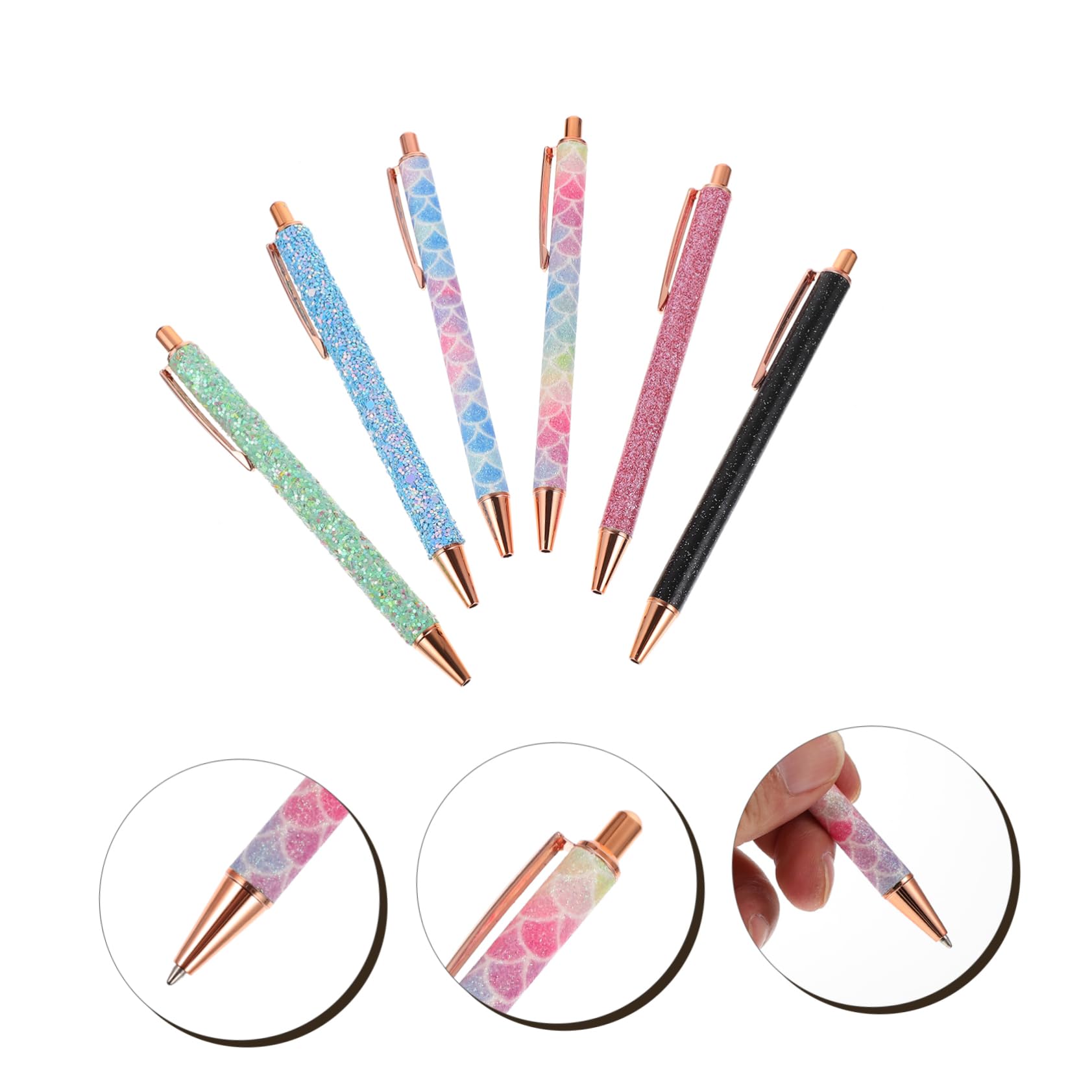 Lot De 3 Stylos À Bille À Paillettes Pour Étudiants Écriture Fluide 6 Pièces X 3
