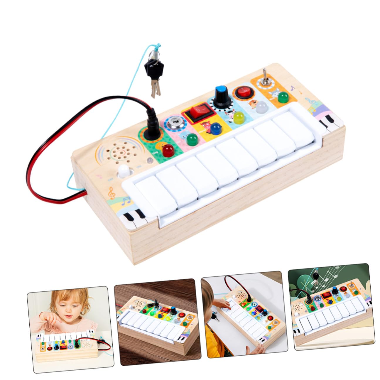 Juguete Musical Electrónico de Madera para Niños Luces Led, Accesorio Portátil y Resistente al Desgaste Adecuado para Aprendizaje Musical y Entrenamiento Auditivo