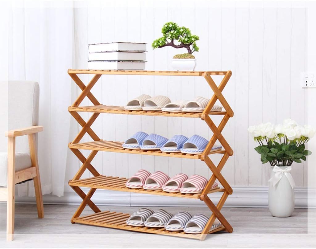 Home Decoration Multifunction Shoe Shelf Space Simple Solid Wood Multi-Layer Shoe Cabinet Multi-Function Dust-Proof Dormitory Home Free Installation Foldable,70X28X78Cm