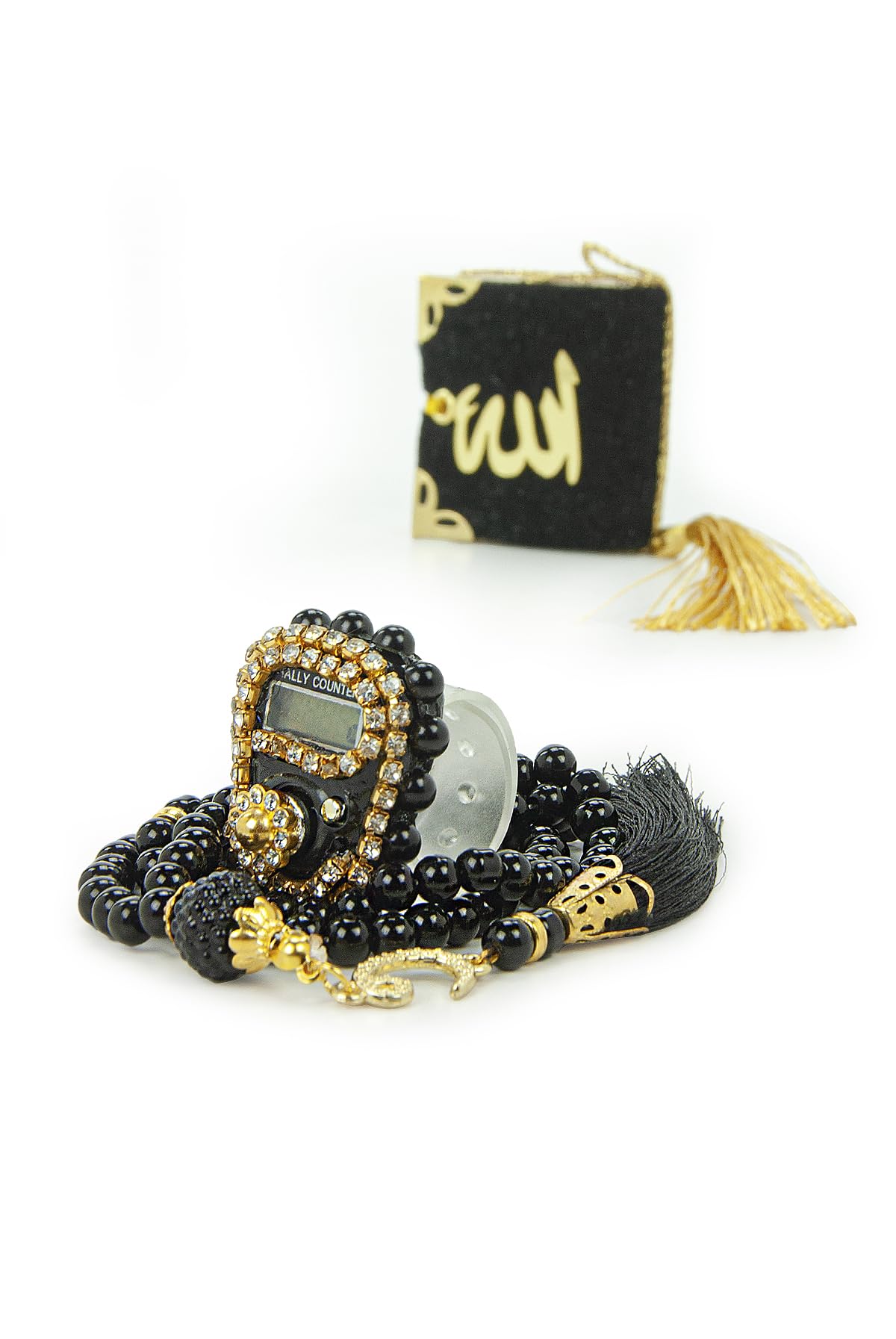 ihvan online Mini Velvet Quran Set including Islamic Finger Counter, Portable Digital Tasbeeh, Muslim Prayer Beads - Image 3