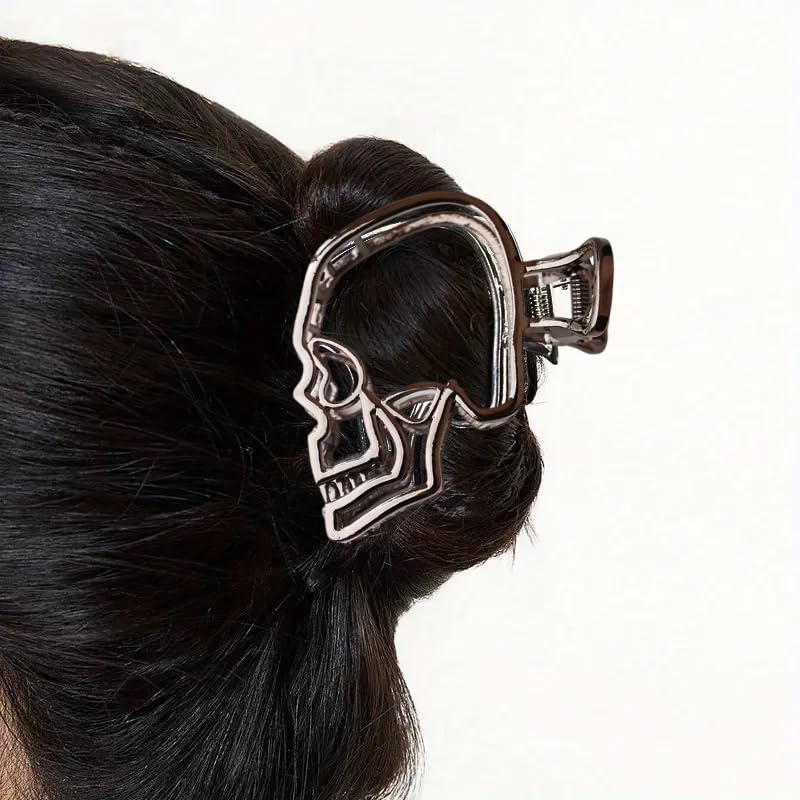 Pinza para cabello Halloween diseño calavera negra miniatura 6