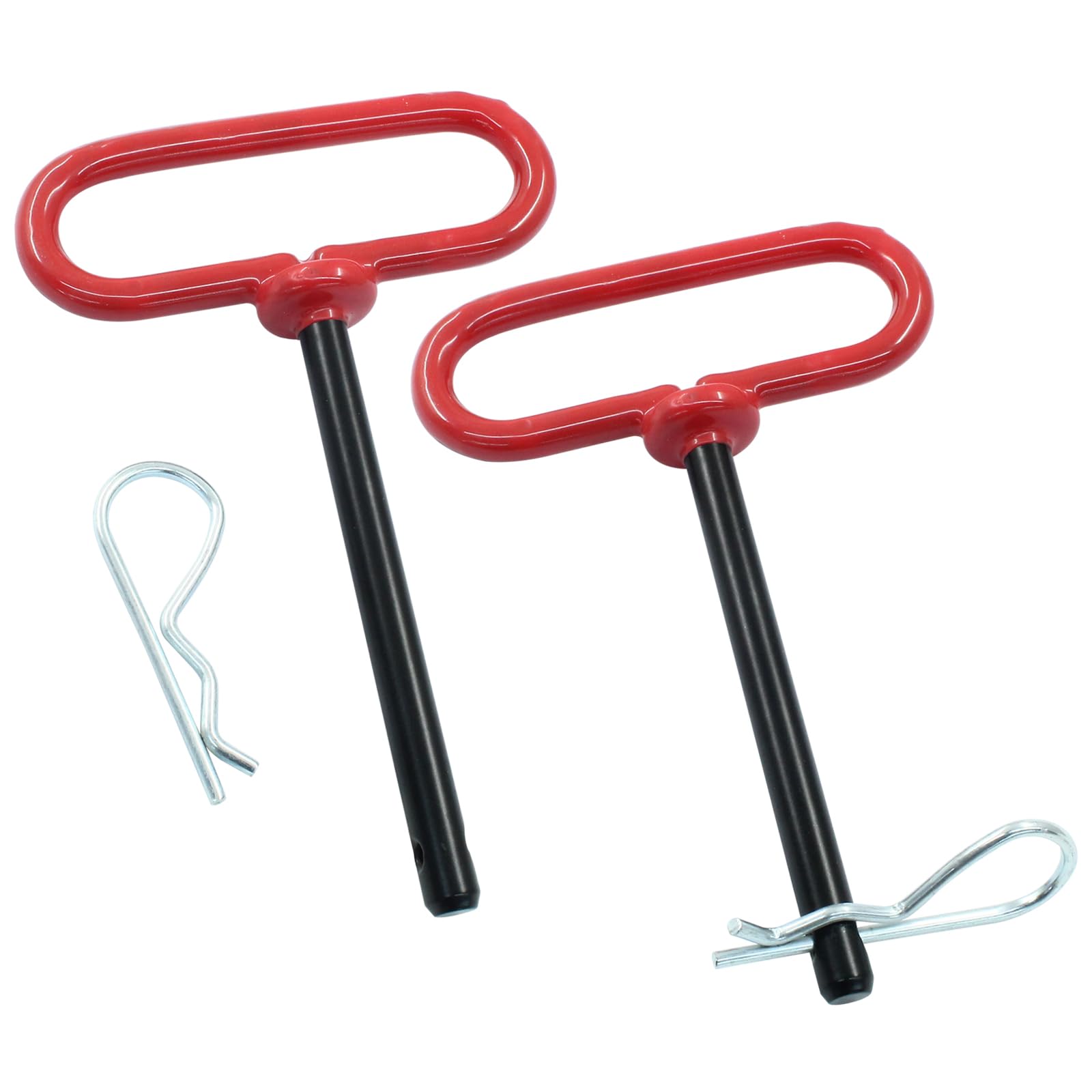 Moicstiy 2 Pcs 3/8 x 4 Inch Trailer Tow Hitch Pin and Clip, Tractors Hitch Cotter Pins for RV, Tractor, Lawn Mower (Red)