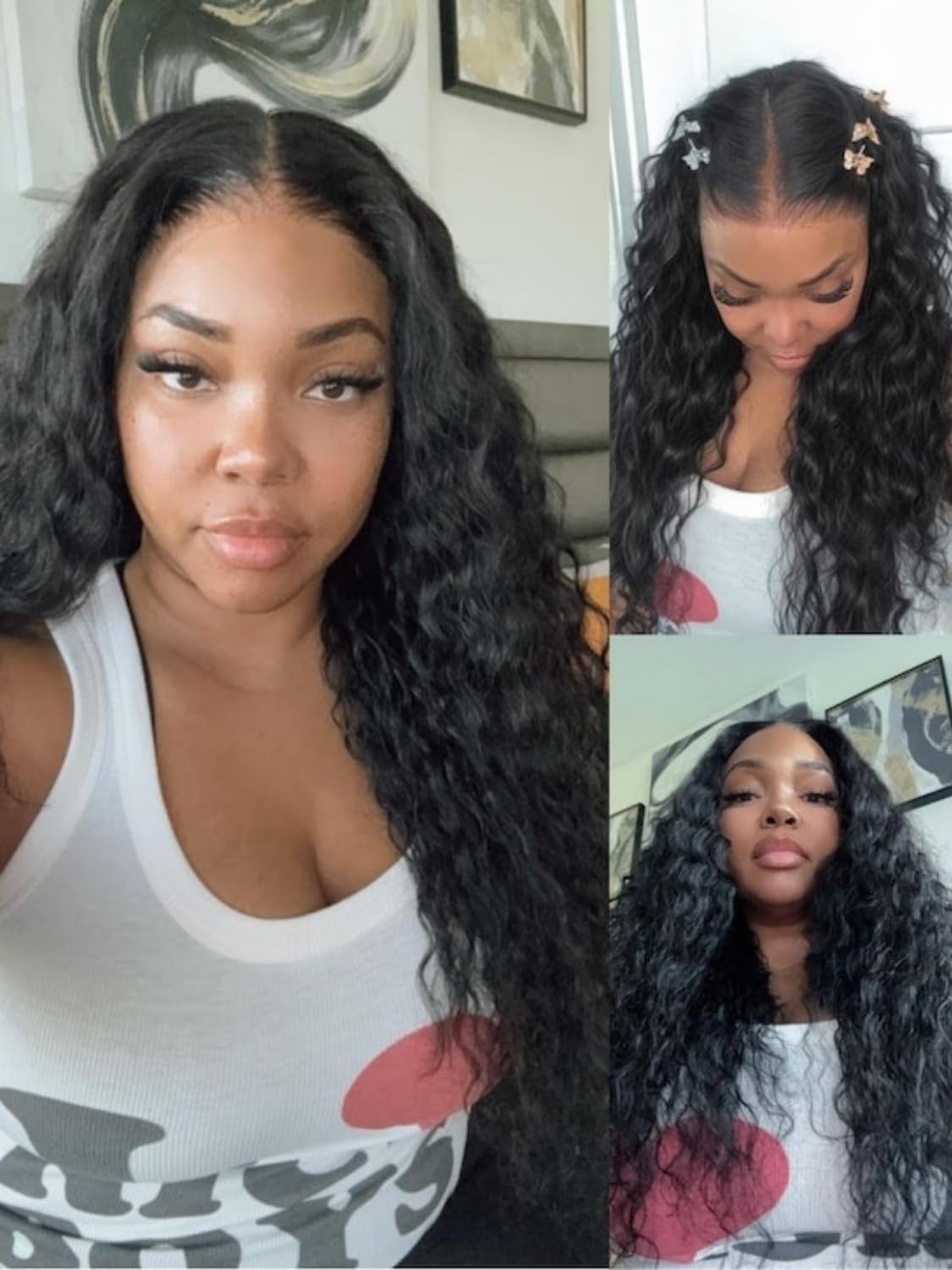 Nadula Bye Bye Knots Glueless Water Wave Wig Human Hair with Elastic Drawstring,Pre Cut 7X5 Invisible Knots HD Lace Front Wigs Pre Plucked with Baby