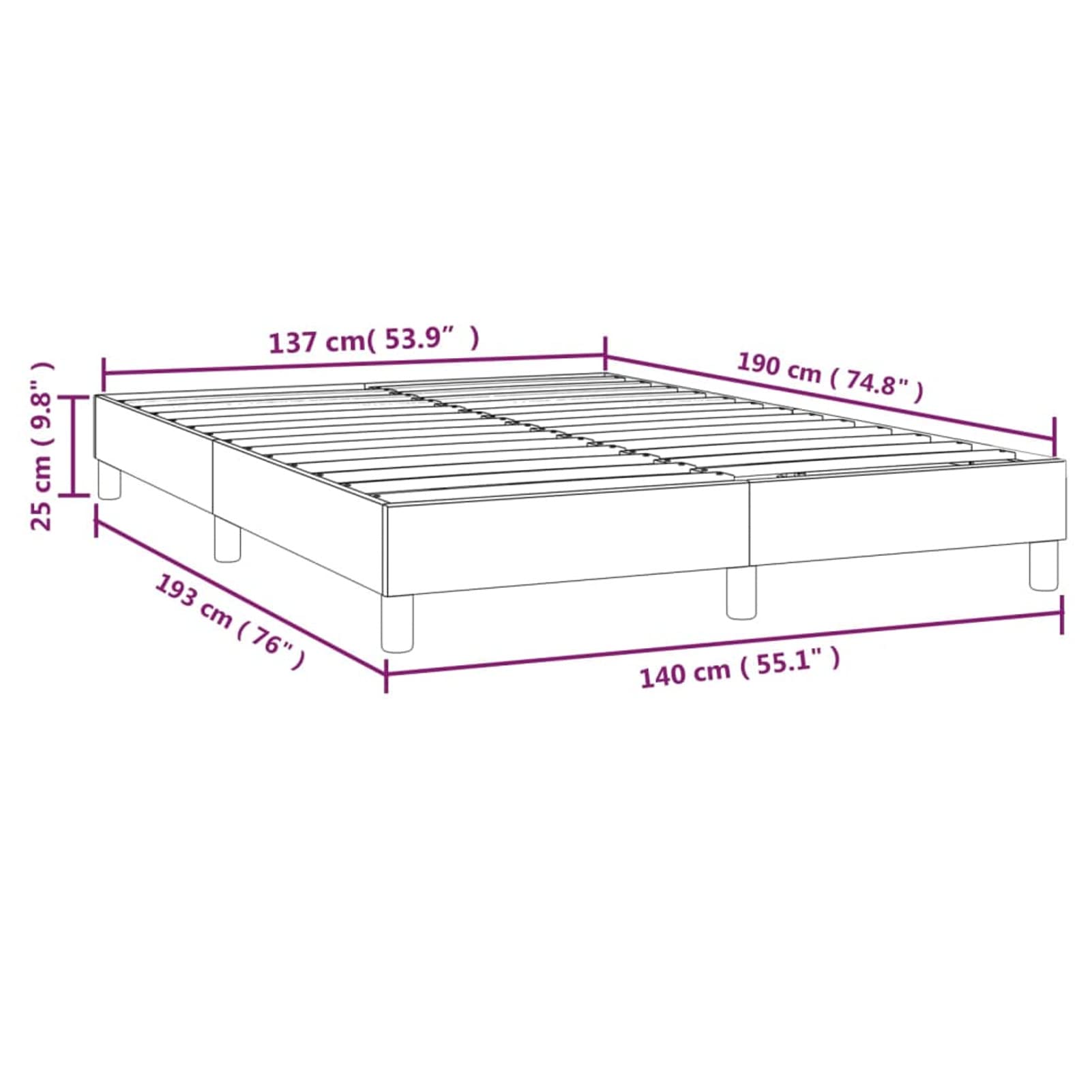 Tidyard Marco de cama con somier tapizado marco de cama para adultos dormitorio marco de cama aterciopelado, lamas de madera contrachapada gris claro 140 x 190 cm