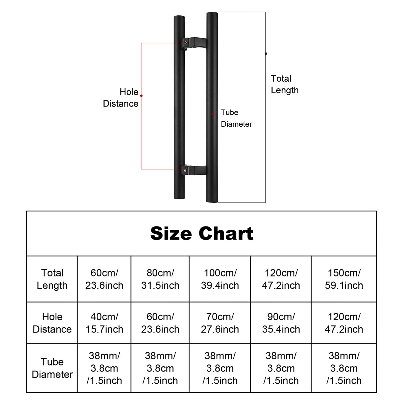 Manillas para Puertas Manijas Y Tiradores para Puertas De Ducha, Acero Inoxidable Tarea Pesada Manijas De Las Puertas De Granero Pretil, para Puerta De Habitación De Vidrio/Madera/Deslizante