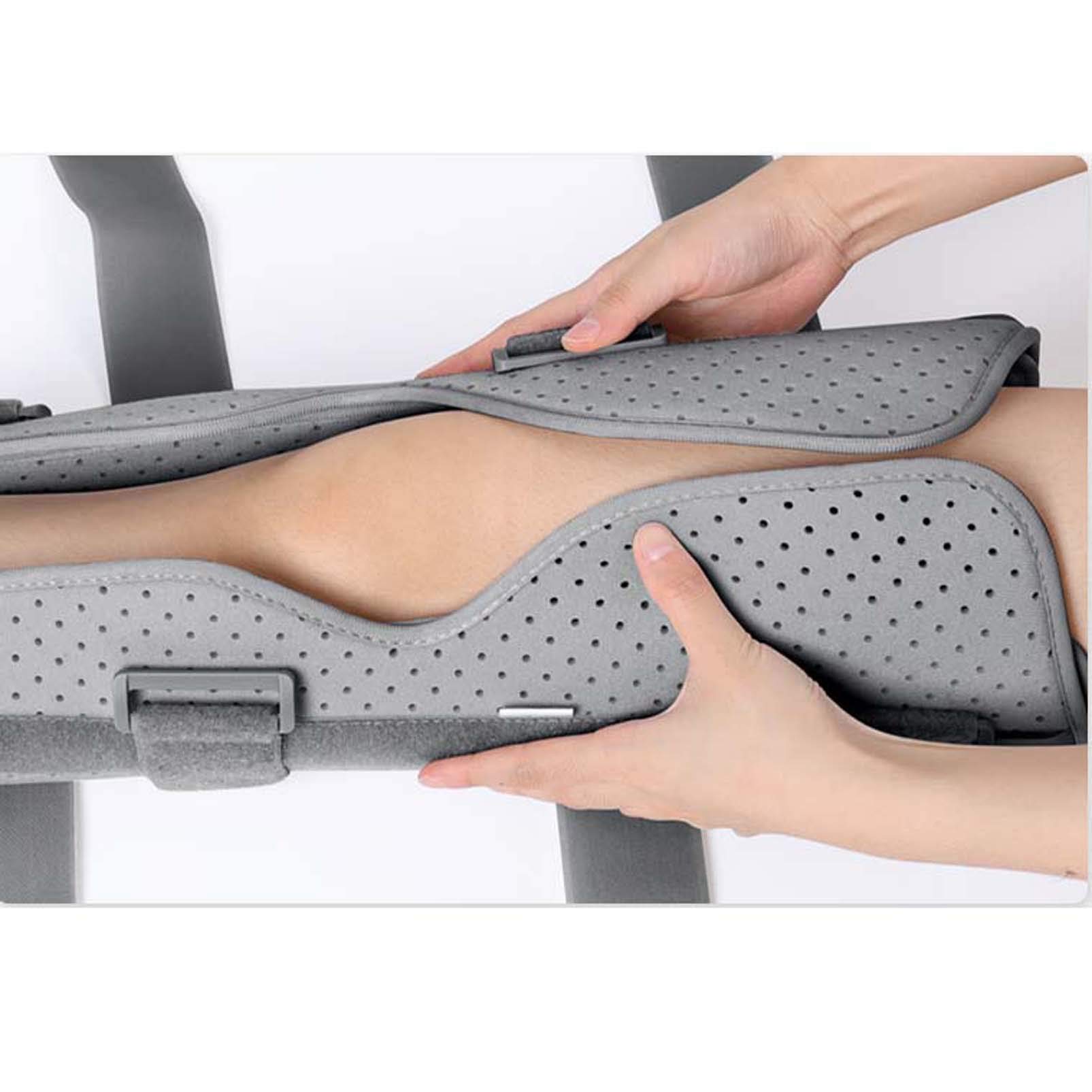 Knie-Wegfahrsperre für das ganze Bein – Unterstützung für die Erholung nach Operationen und Operationen – gerade Knieschiene – verstellbare Kompressionsbandage