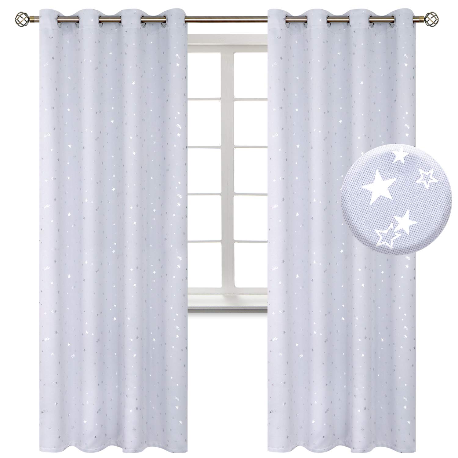 BGment Blackout Curtains for Bedroom 72 Inch Long - Greyish White 2 Panels