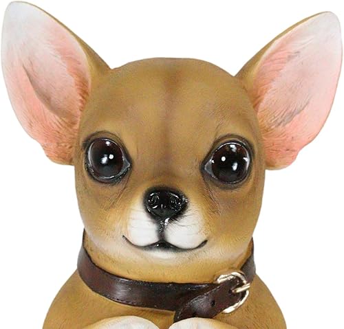 Miniatura 6 de Ebros Gift Cabeza de ciervo mendigando perro chihuahua en dos patas, estatua decorativa con luz LED solar, lámpara de linterna de 14 pulgadas de