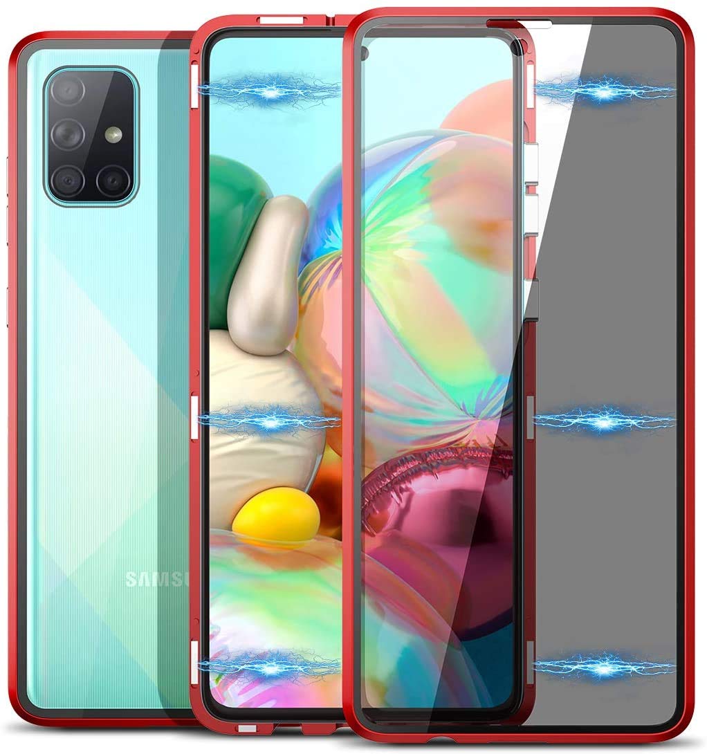 Custodia Magnetica Anti Peep per Xiaomi Mi 10T Lite 5G Cover Anti Spy Case Doppia Faccia in Vetro Temperato Privacy Pellicola Protettiva Anti Spia Flip Paraurti in Metallo 360 Gradi Cover,Argento