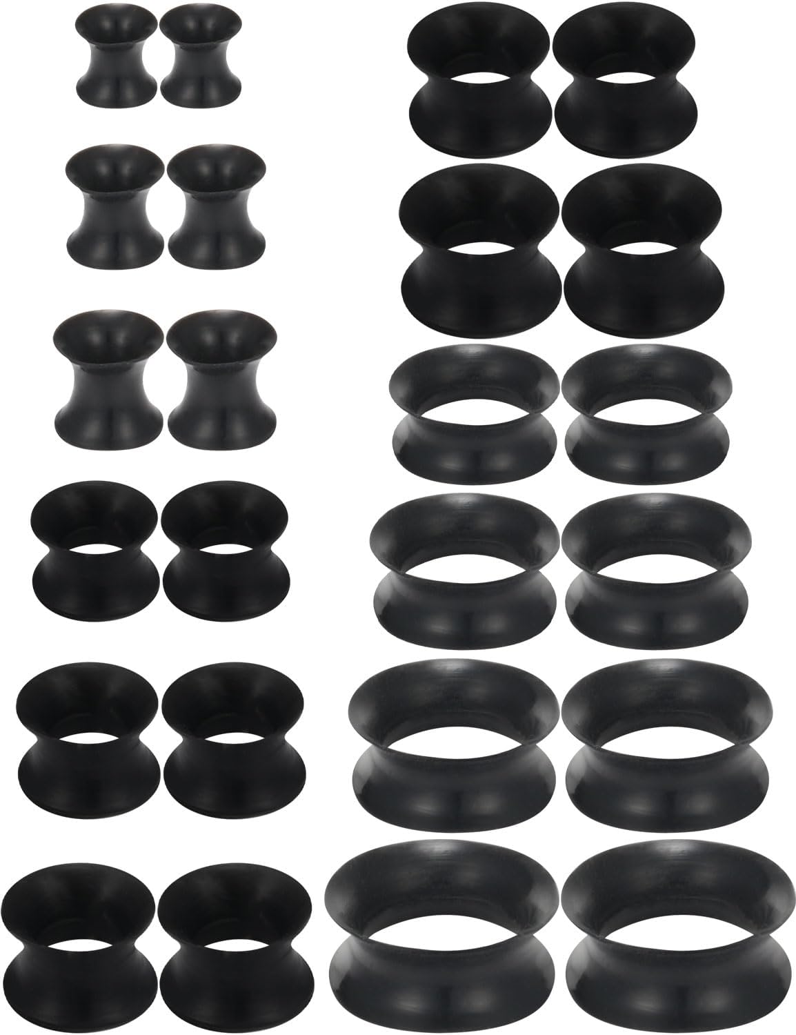 10G-20mm Thin Silicone Ear Gauges Tunnels Stretching Kit Rubber Flesh Ear Plugs Gauges Double Flared Flexible Tunnel Earrings Gauge Kit for Women Men