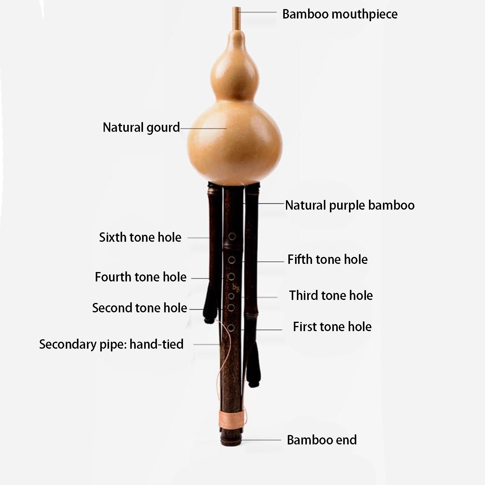 Chinesische Hulusi-Flöte,handgefertigtes Hulusi-Ethno-Musikinstrument | Mit Koffer for Anfänger-Musikliebhaber, Blasinstrument(Minor D key)