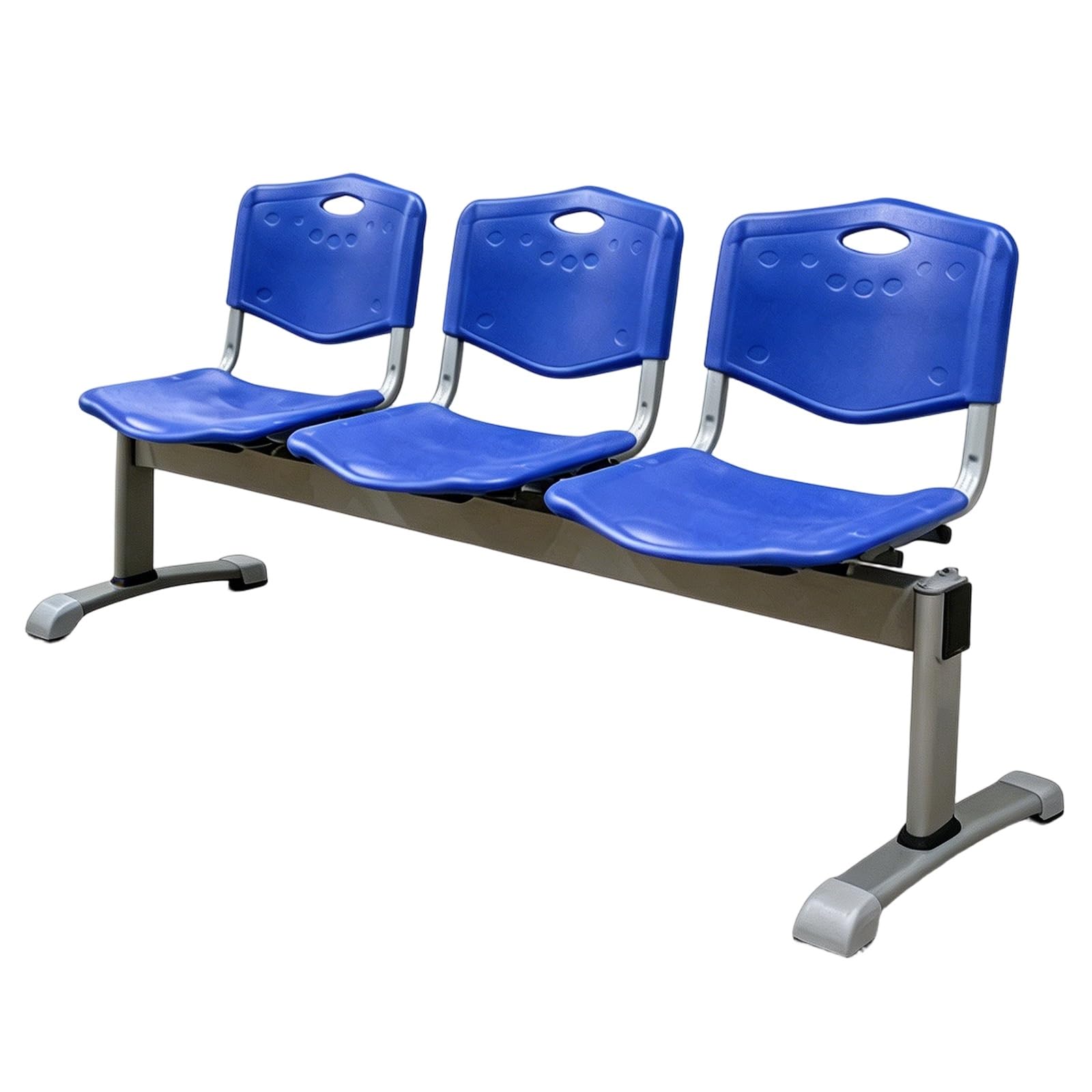 3 Sitzer Empfangsbank, Metallgestell, Tragkraft 600kg, 150x81x52cm, Kunststoff-Empfangsbank für Parks und Salons(Blue)