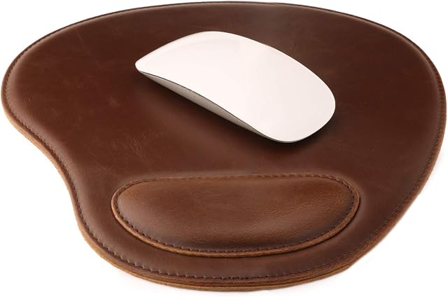 LONDO Leather Oval Mousepad with Wrist Rest
