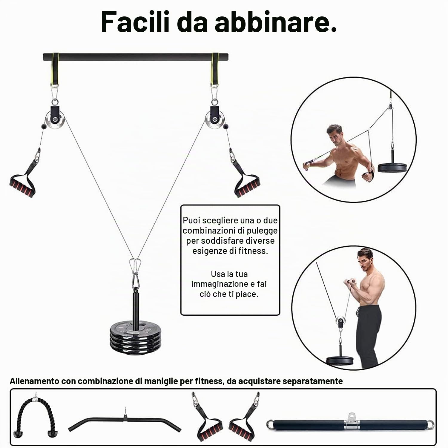 95 mm Carrucola per Sollevamento,2PZ Puleggia Carrucola,Puleggia Girevole alestra Cavo Puleggia Fitness per Sistema di Pulegge LAT Attacco a Discesa Fai-da-te, Attrezzatura da Palestra Domestica