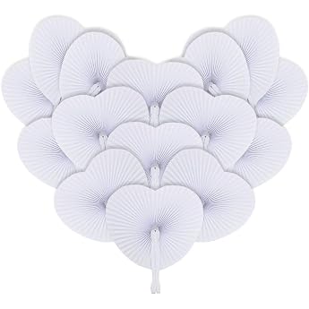 iZoeL Wedding Fan Pack of 60 Hand Fans White Wedding Fans Heart Wedding Favors Gift Wedding Decoration Vintage 60 Pieces