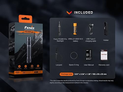 Miniatura 7 de Fenix PD36R Pro 2800 Lumen USB recargable LED linterna táctica con EdisonBright cable de carga bolsa de transporte paquete