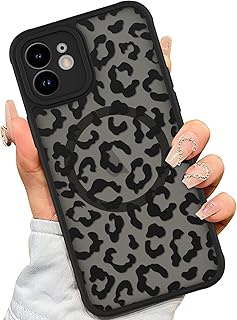 AIGOMARA Case for iPhone 11 [Compatible with MagSafe] Black Leopard Pattern Design for Women Girls Men Soft TPU Bumper Hard PC Back Anti-Fall Shockproof Protective Slim Magnetic Cover