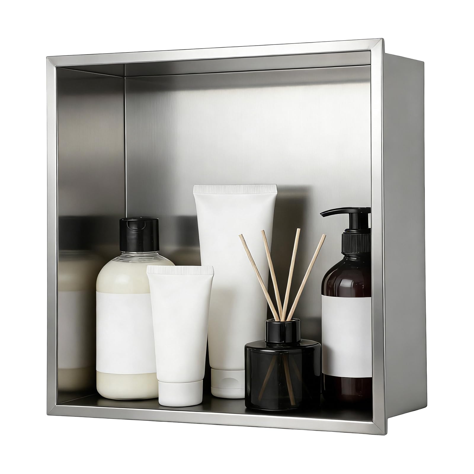 XLSBZ 304 Stainless Steel Shower Niche, 30x30x12cm Recessed Wall Niche No Tile Needed Wall Storage Shelf Organizer for Bathroom Kitchen Living Room — image 1