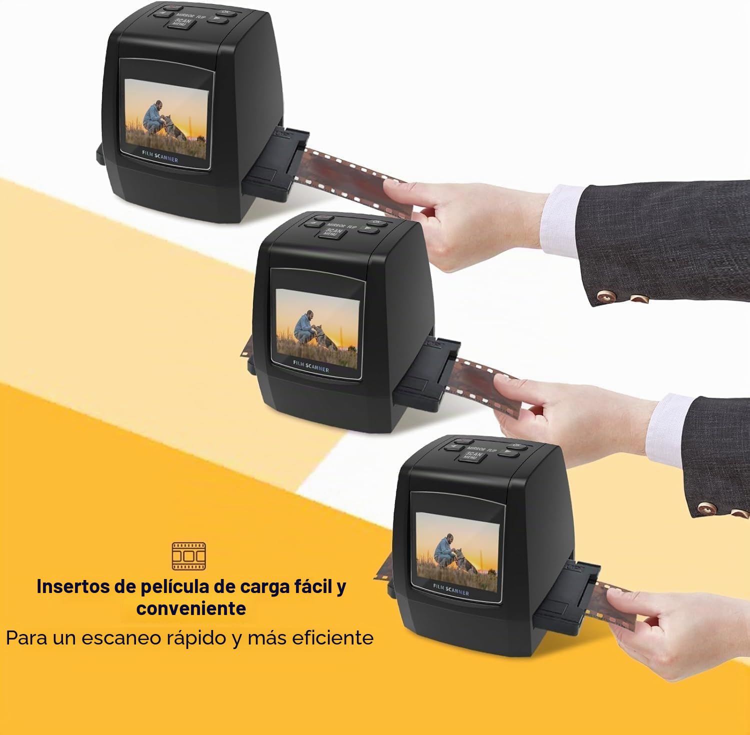 Escáner de películas Digitales, Escáner de Diapositivas y Negativos Convierte Negativos y Diapositivas de película de 35 mm, 126, 110, Super 8 y 8 mm a imágenes JPEG, Negro