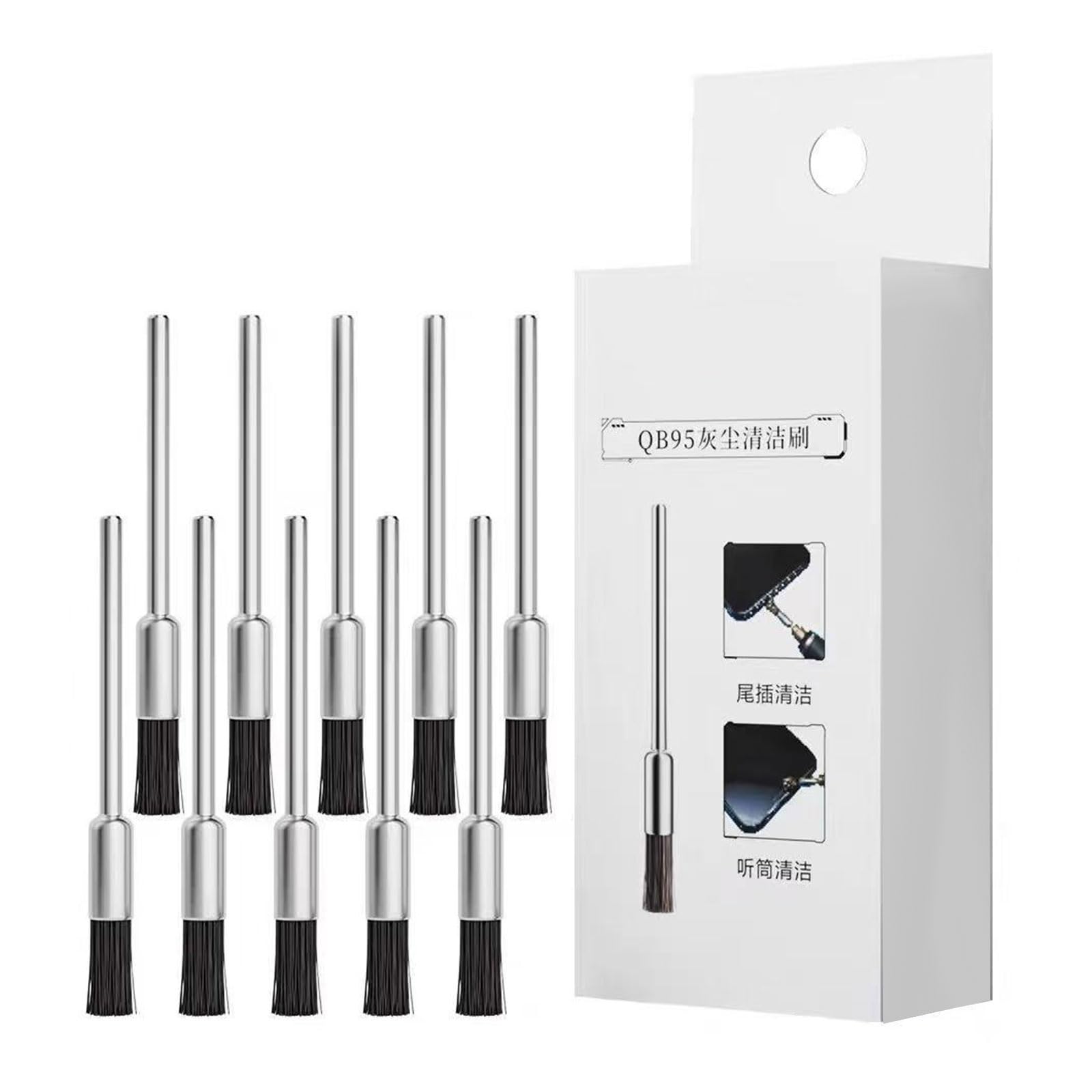 Tsophreniq 3.0Mm Handle 10Pcs Cleaning Brush For Phone Repair 2.35Mm / 3.0Mm Steel Handle Horse Bristles For Motherboards Metal Handle Cleaning Brush