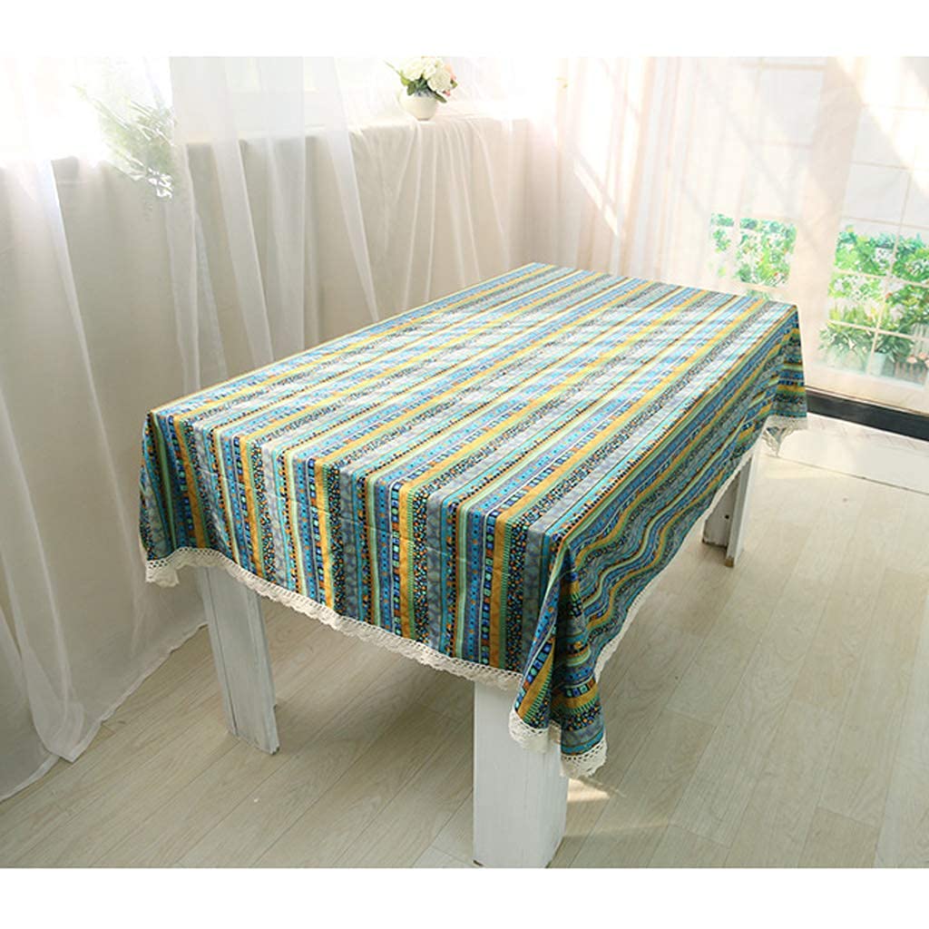 Nappe coton lin rectangle vert rétro 90x90 couverture table salon