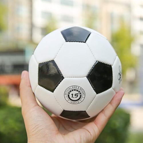 Miniatura 3 de Pelota de fútbol de entrenamiento de 6 pulgadas, tamaño pequeño, pelota de juguete deportiva suave para niños pequeños, regalo para niños (negro y
