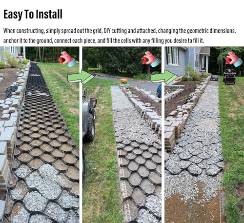UGUGU Robustes Geogitter for Hänge – 5,1 cm hohes Einfahrtsstabilisierungsgitter for Kies, Erde, Steine und Gras(3x10ft/1x3m W x L)
