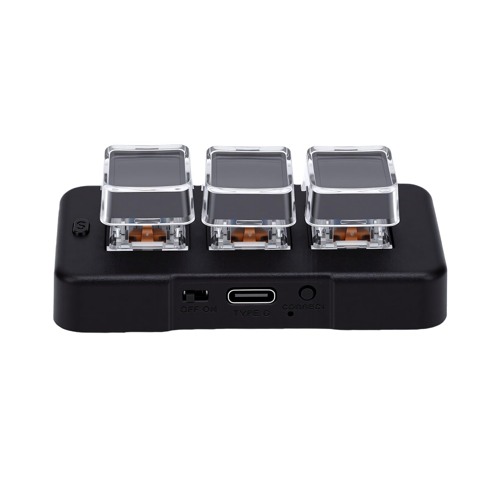 Jiawu Tastierino a 3 Tasti, 3 Livelli Programmabili, Connessione Bluetooth Cordless 2.4G (BLACK)