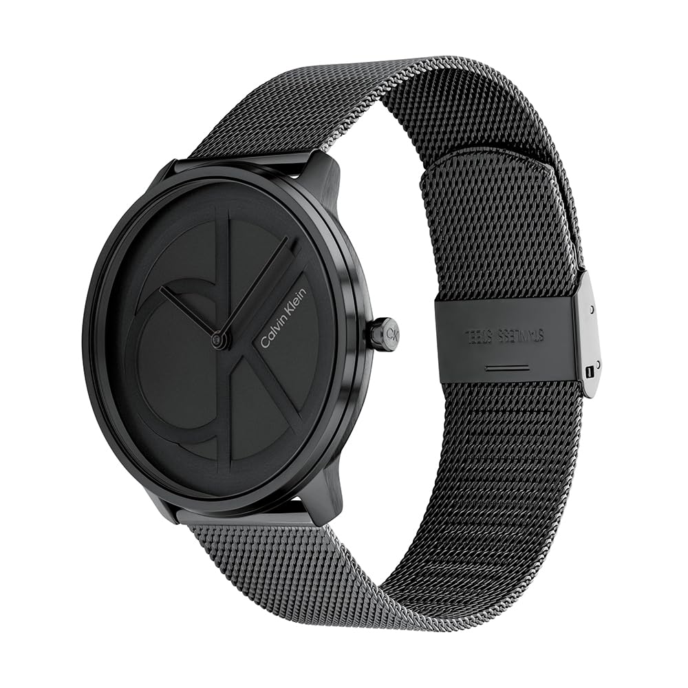 Calvin Klein Orologio Analogico al Quarzo per Uomo e Donna Collezione ICONIC Disponibile con Bracciale in Acciaio Inossidabile a Maglie o in Maglia