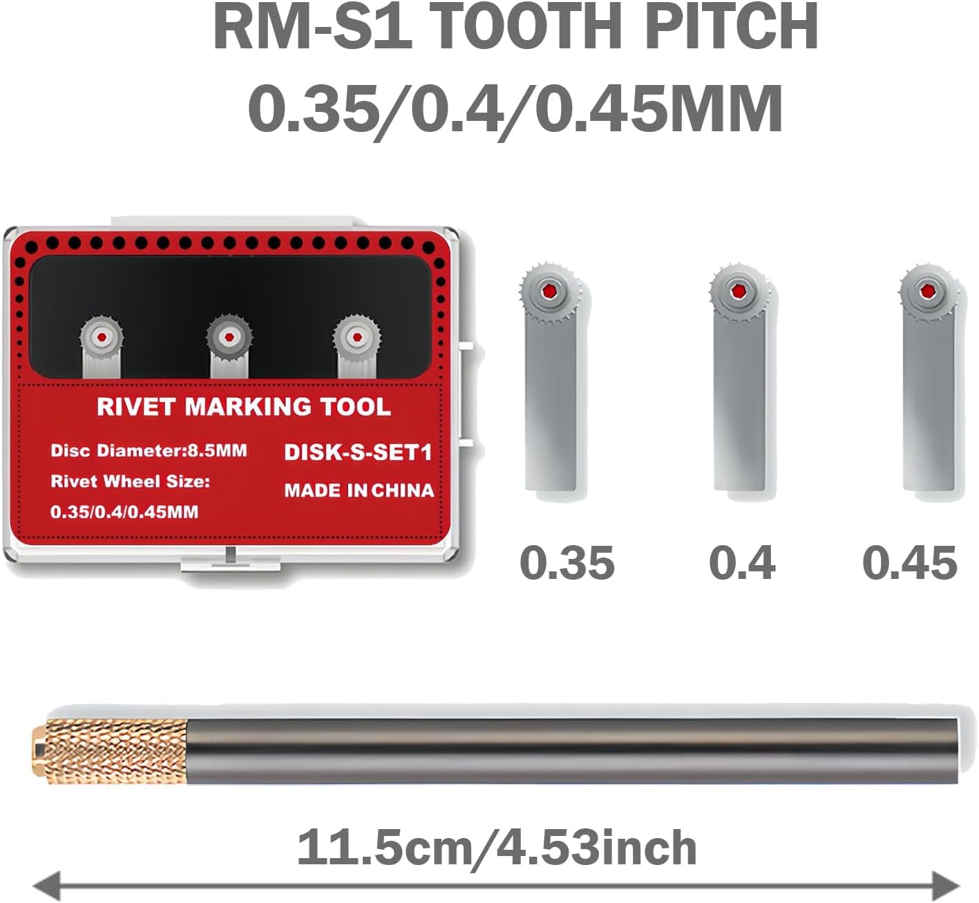 Model Rivet Maker Tool RM-S1 - Small Diameter Gear (Pitch 0.35/0.4/0.45 mm) - High Visibility Precision Embosser for Tight Spaces, Mecha Joints & Fine Panel Line Detail Up