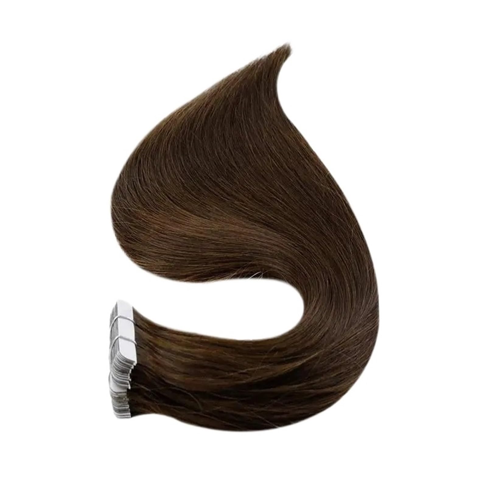 Extensions De Cheveux Humains À Bande Adhésive Full Shine, 20 Pièces, Trame, Colle Couleur Unie Pure Facile à Utiliser(14 inches,4 Medium Brown)