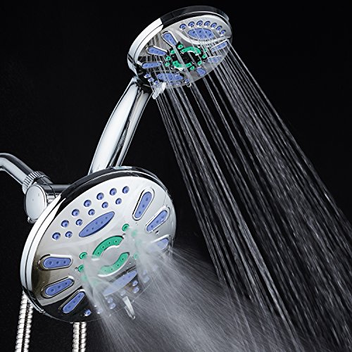 Aquastar Elite 3-In-1 High-Pressure 48-Mode 7" Shower Head Combo With Microban Anti-Clog Jets For More Power & Less Cleaning! Extra-Long 5 Ft. Stainless Steel Hose. All Chrome Finish #TOP5