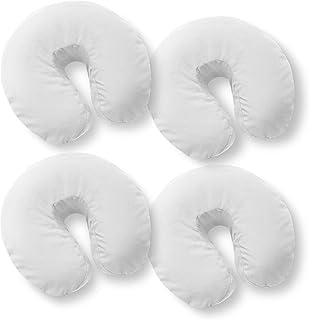 Saloniture 4-Pack Premium Microfiber Face Cradle Covers - Ultra Soft Fitted Massage Table Cradle Cover - White