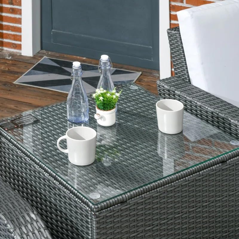 Image of Outdoor Conversation Set Wicker Patio Outdoor Rattan Sofa Set with Cushions and Center Table Deck Furniture for Garden Porch Backyard Balcony Sofa Set(Selvar)
