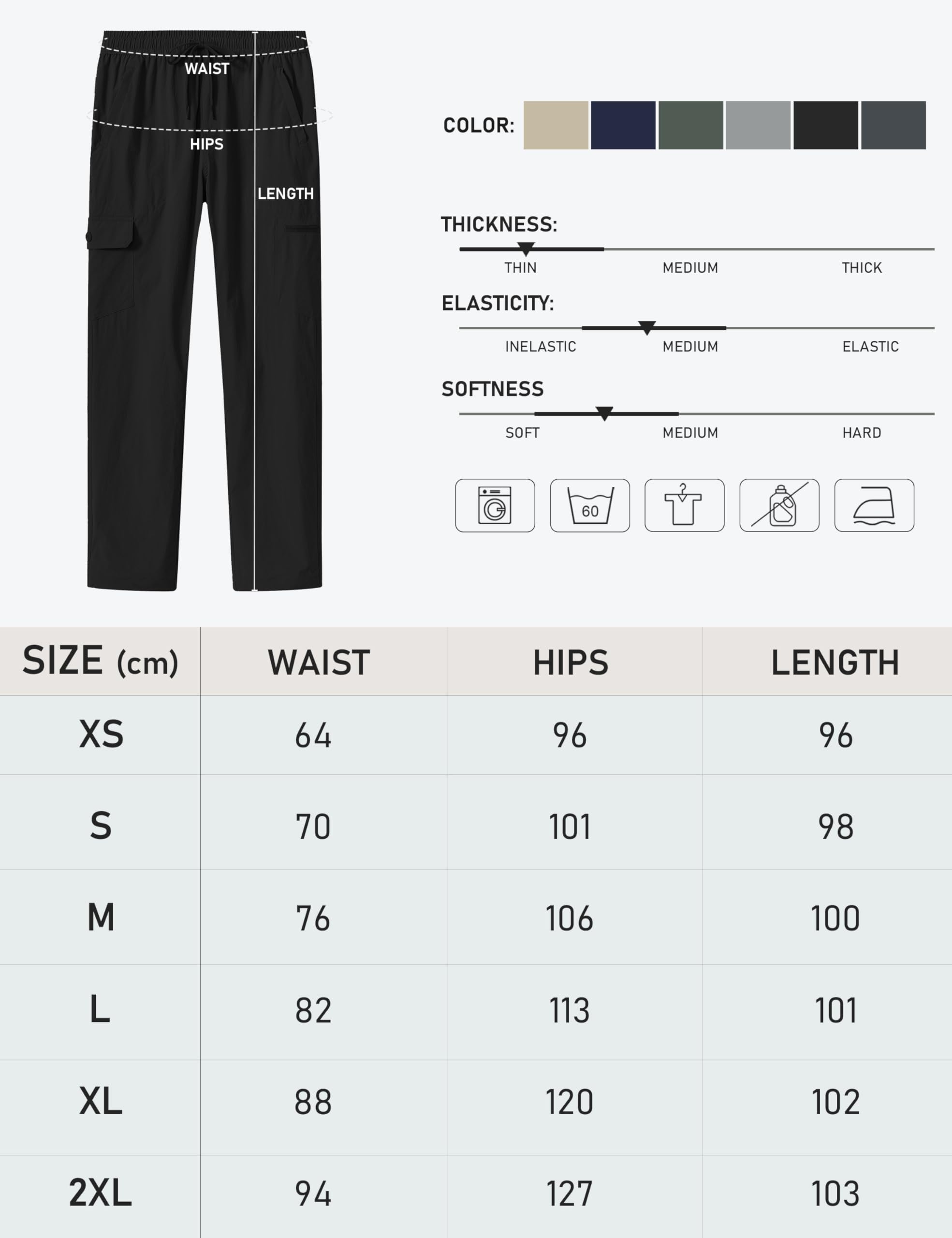 JINSHI Pantalon de Randonnée Imperméable Femme Été Pantalon Cargo Jogging Léger Séchage Rapide Taille Elastique Pantalon de Décontracté Extérieur Montagne Trekking