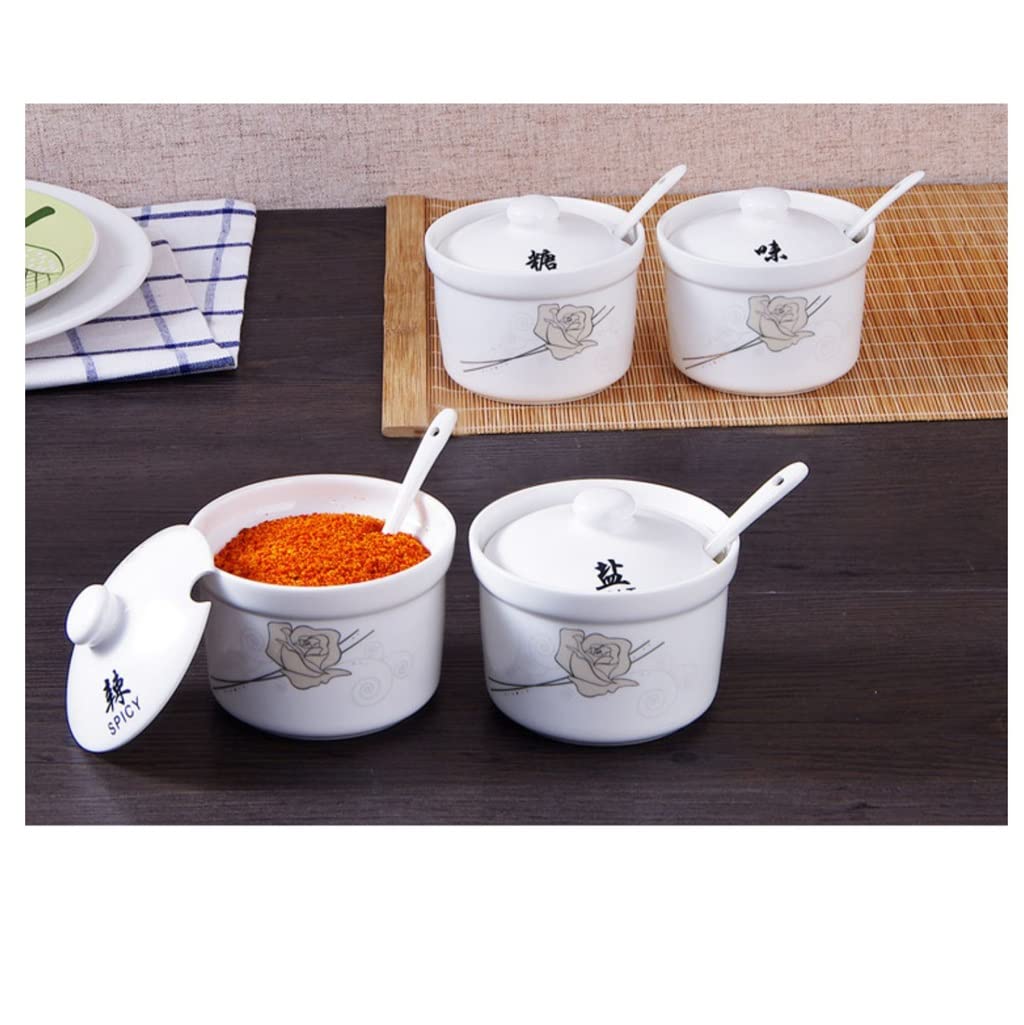 Set di Bottiglie per condimenti, Barattolo per condimenti in Ceramica con Coperchio, Creativo, Rotondo, per la casa, Barattolo per condimenti, Scatola per condi,Photo Colore S