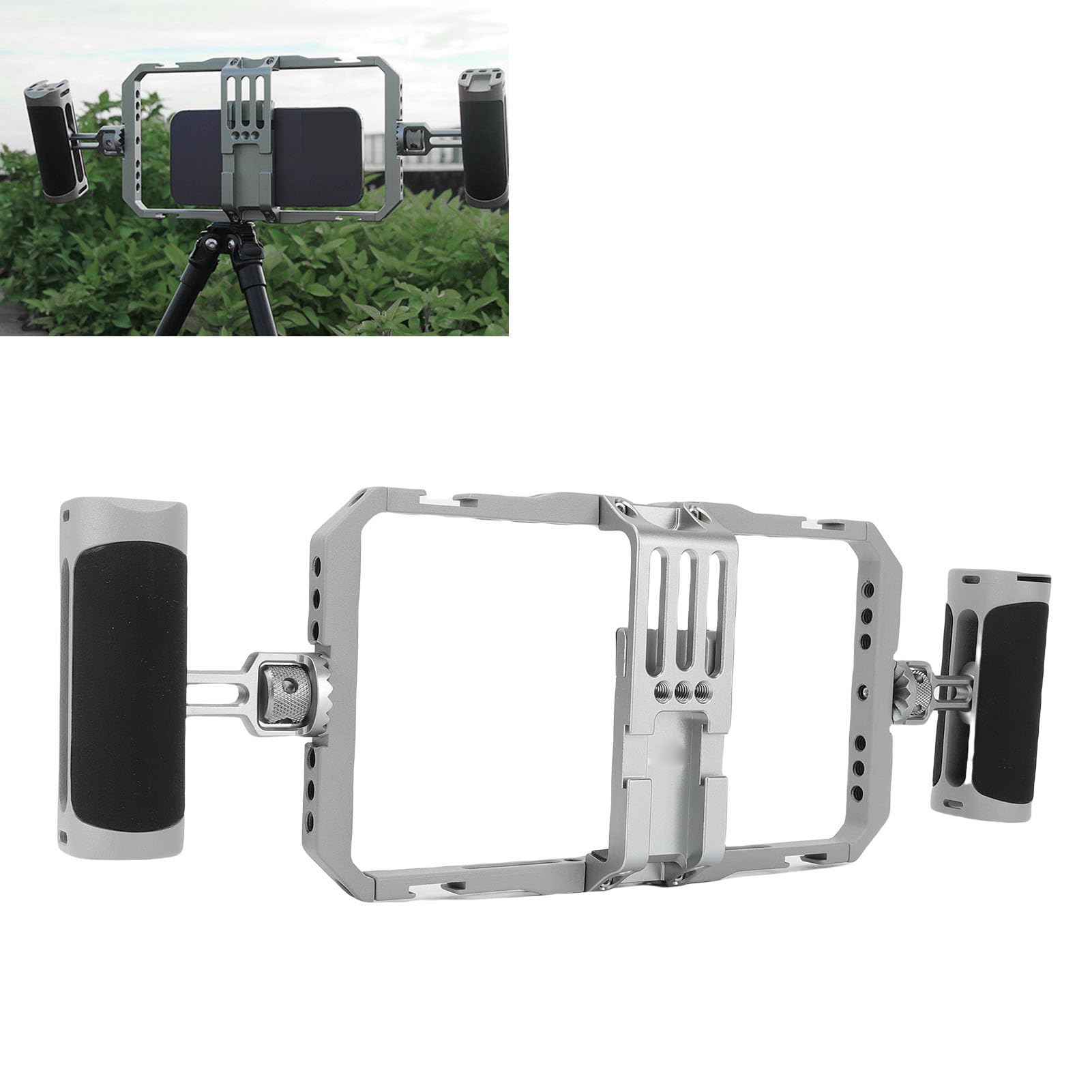 Jaula Universal para Teléfono, Kit de Plataforma de Video para Teléfono Inteligente, Estabilizador Portátil de Estuche para Vlogging, Agarre Manual de Silicona Doble, para